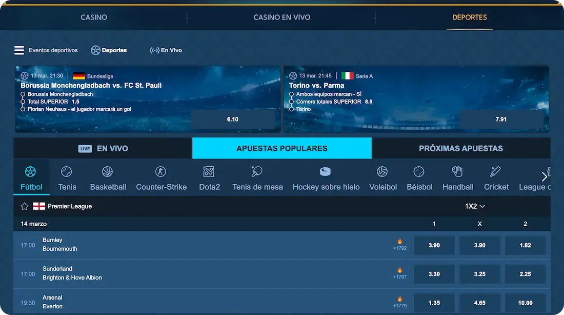 apuestas del casino casea