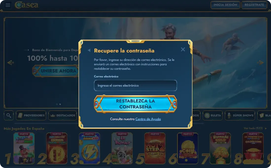 contraseña olvidada del casino casea