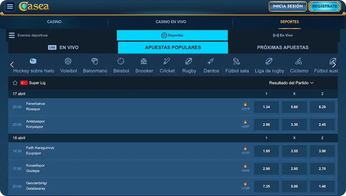 deportes del casino casea
